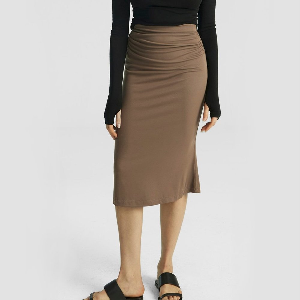 Elegant Brown Midi Skirt